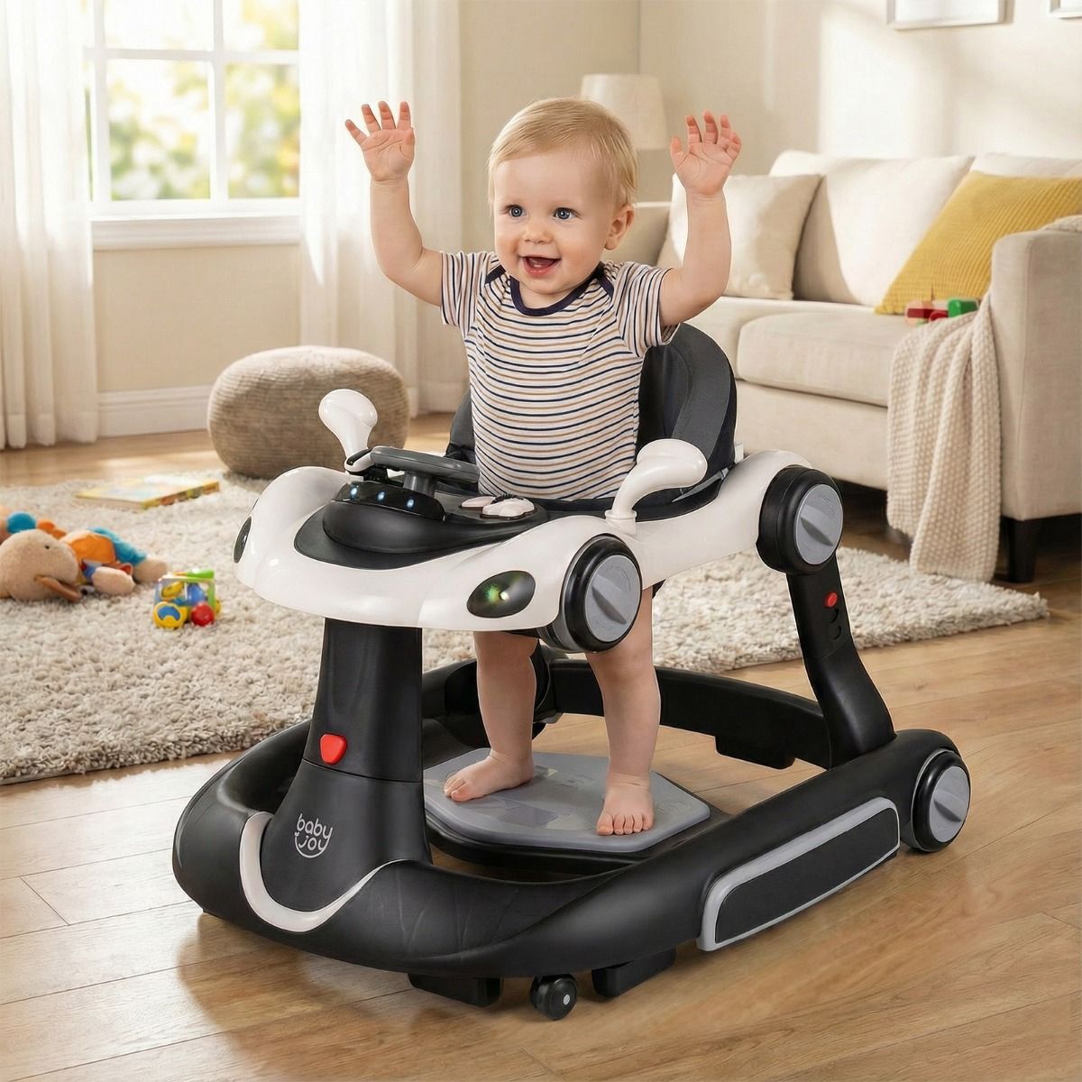 6-in-1 Baby Walker with Canopy | White Multi-Function