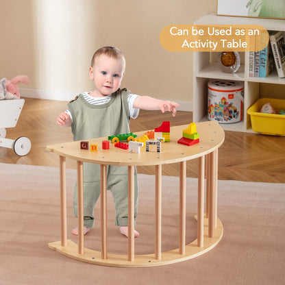 6 in 1 Climbing Arch Wooden Rocker Arch Climbing Toy-Beige