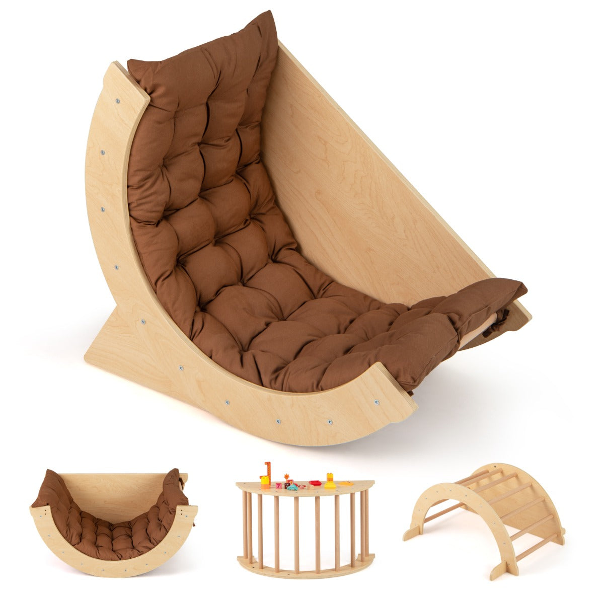 6 In 1 Climbing Arch | Wooden Rocker Coffee Multifunctional Toy