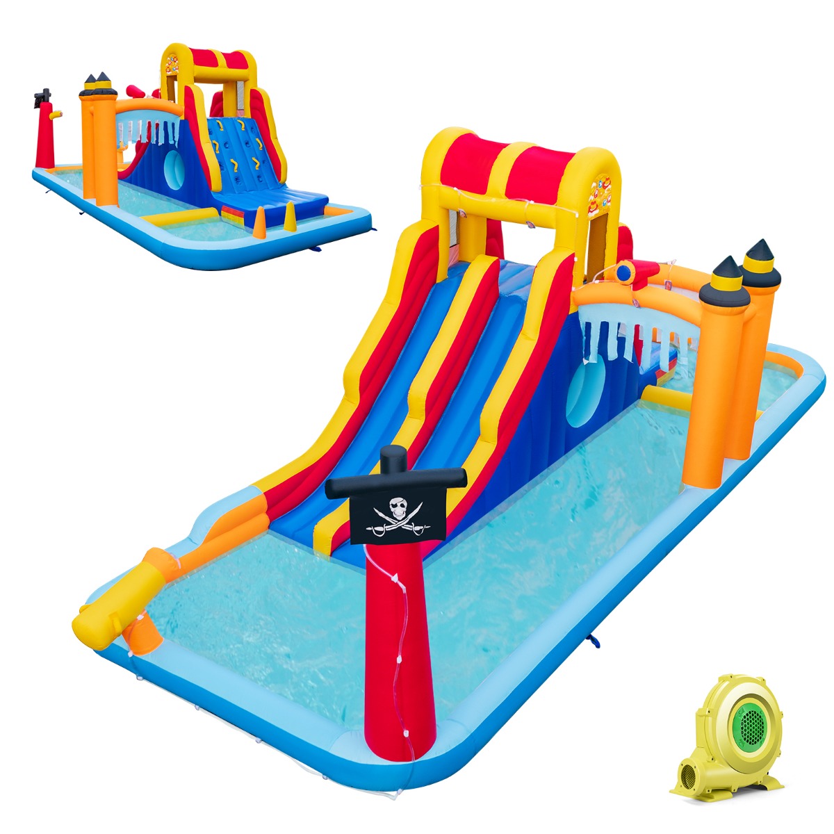 6-in-1 Inflatable Water Park Slide with Blower - Ideal for kids backyard fun.