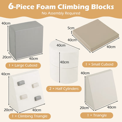 6 Piece EPE Foam Climbing Blocks | Hook Loop Fasteners White