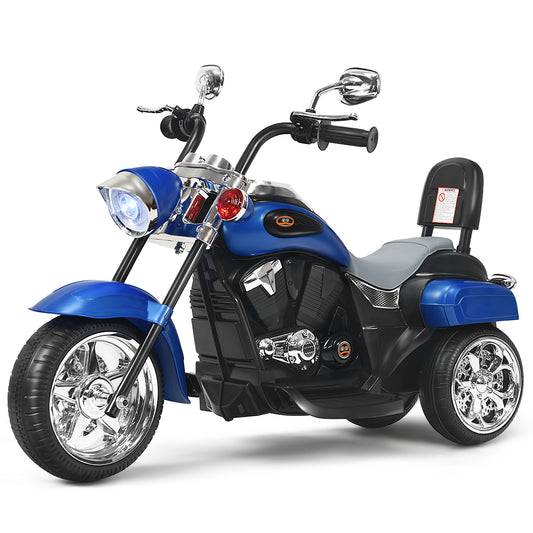 Costway 6V Kids Motorcycle 3-Wheel with Headlight and Horn White-Blue