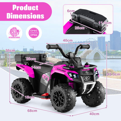 6 V Kids Ride On ATV | Pink Electric Car with Music & Spray