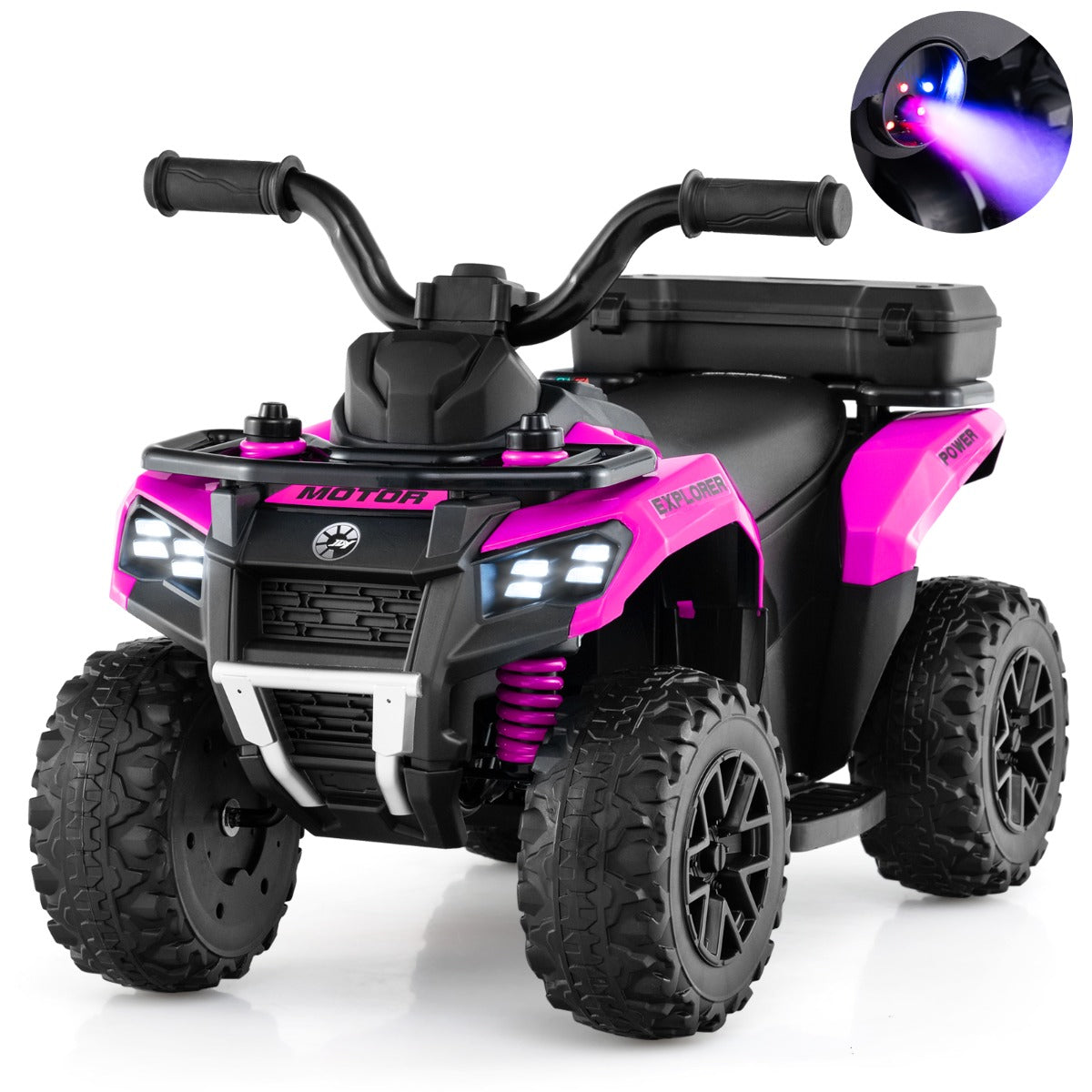 6 V Kids Ride On ATV | Pink Electric Car with Music & Spray