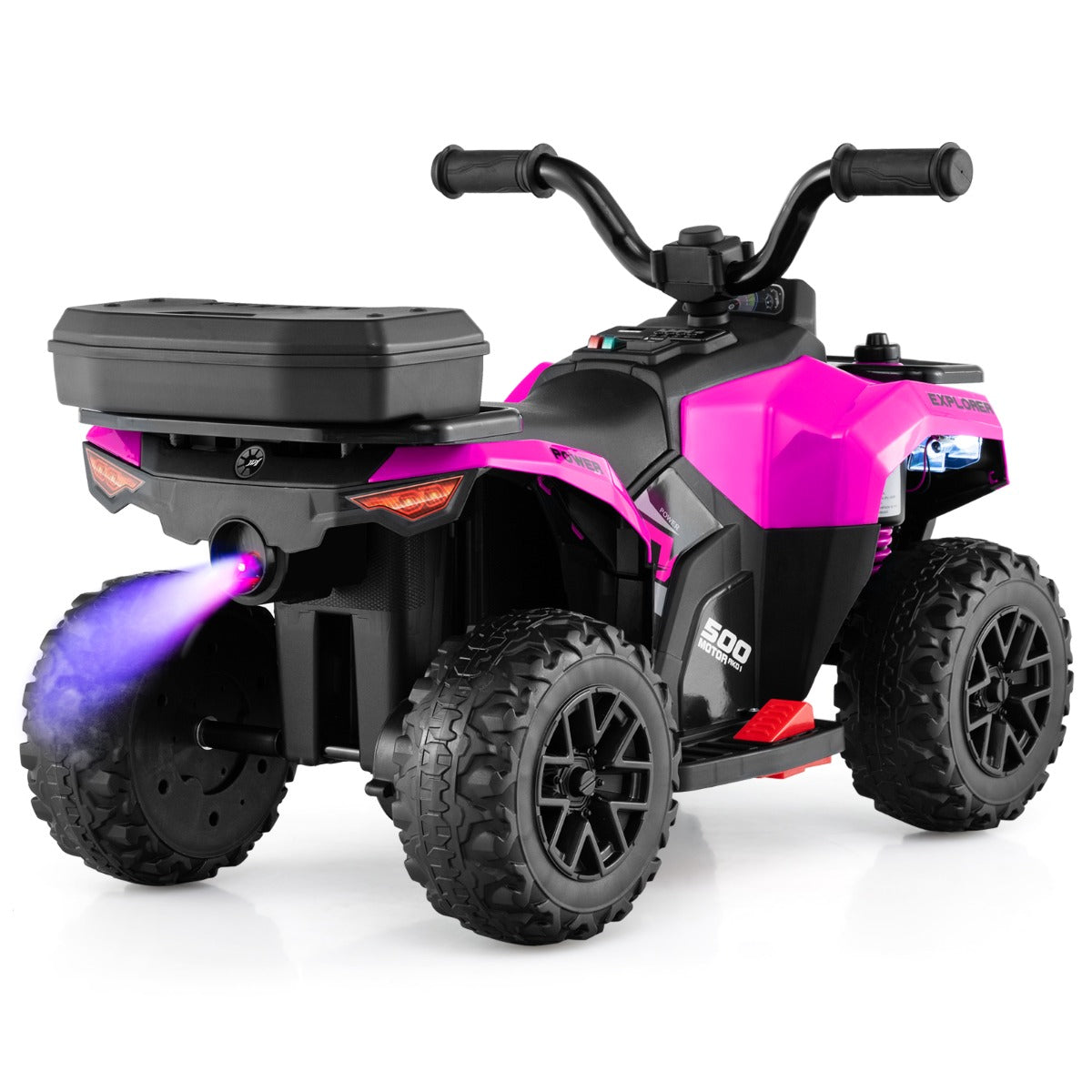 6 V Kids Ride On ATV | Pink Electric Car with Music & Spray