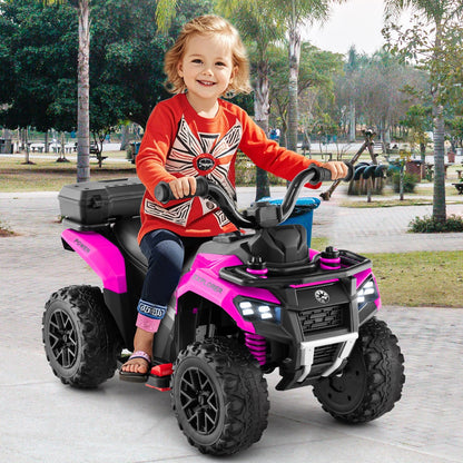 6 V Kids Ride On ATV | Pink Electric Car with Music & Spray