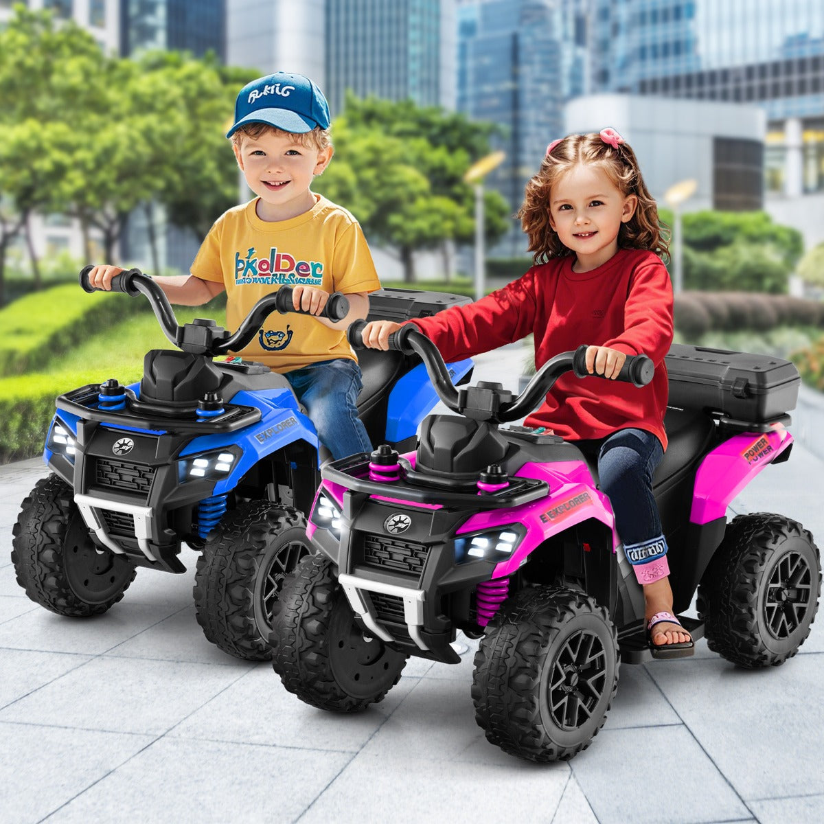 6 V Kids Ride On ATV | Pink Electric Car with Music & Spray