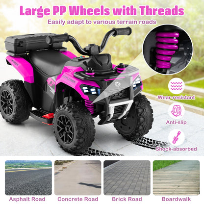 6 V Kids Ride On ATV | Pink Electric Car with Music & Spray