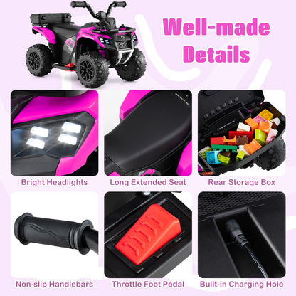 6 V Kids Ride On ATV | Pink Electric Car with Music & Spray