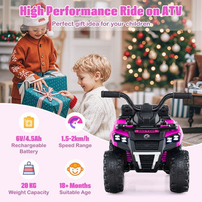 6 V Kids Ride On ATV | Pink Electric Car with Music & Spray