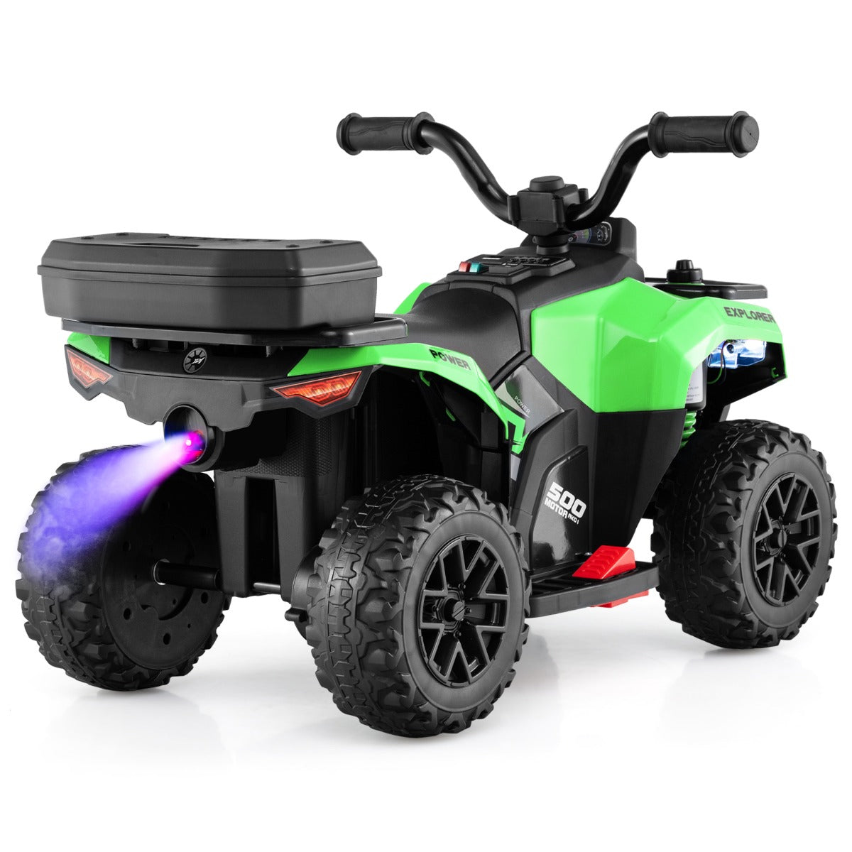 6 V Kids Ride On ATV | Green Electric Car with Music & Spray