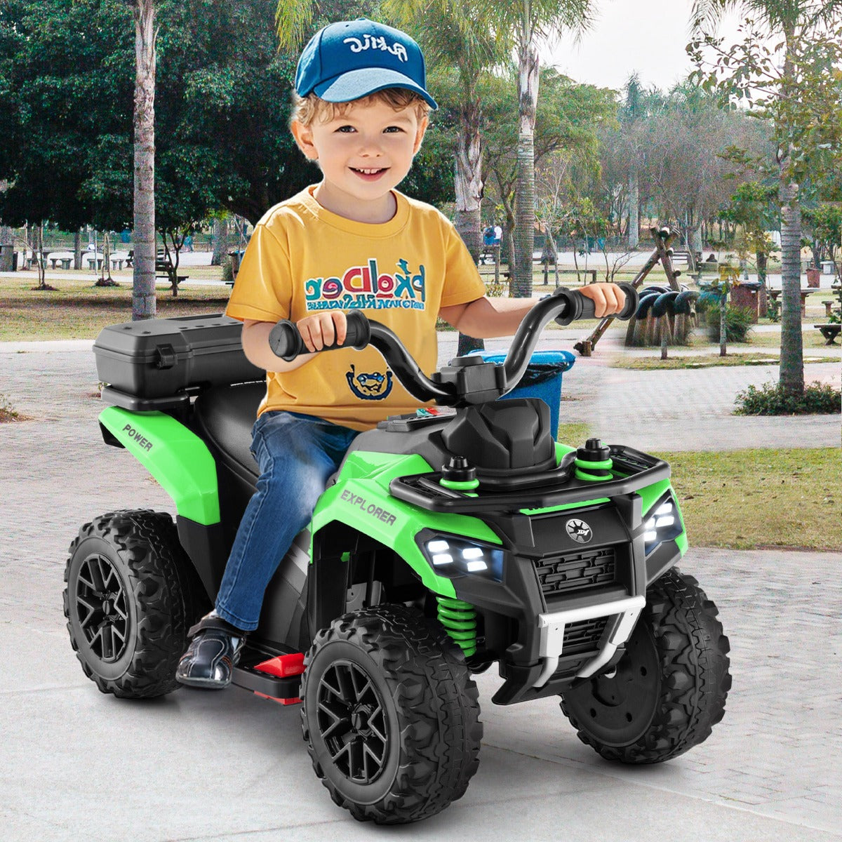 6 V Kids Ride On ATV | Green Electric Car with Music & Spray