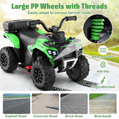 6 V Kids Ride On ATV | Green Electric Car with Music & Spray