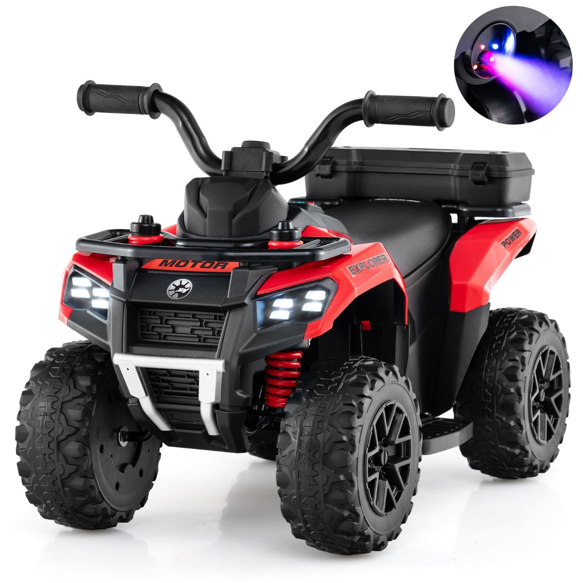 6 V Kids Ride On Atv | Red Speedy Fun with Music & Spray