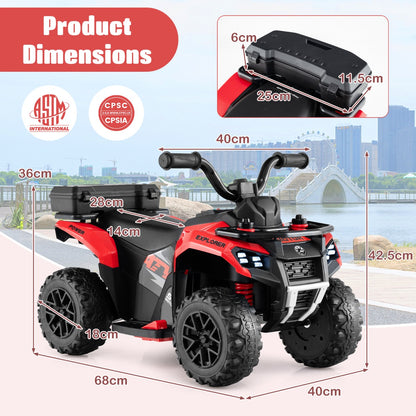 6 V Kids Ride On Atv | Red Speedy Fun with Music & Spray