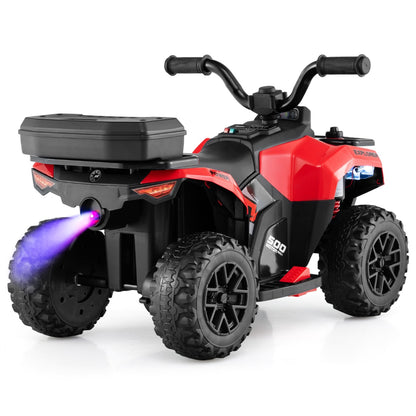 6 V Kids Ride On Atv | Red Speedy Fun with Music & Spray