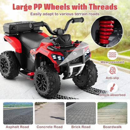 6 V Kids Ride On Atv | Red Speedy Fun with Music & Spray