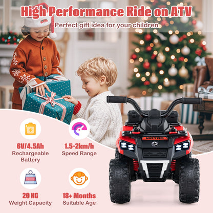 6 V Kids Ride On Atv | Red Speedy Fun with Music & Spray