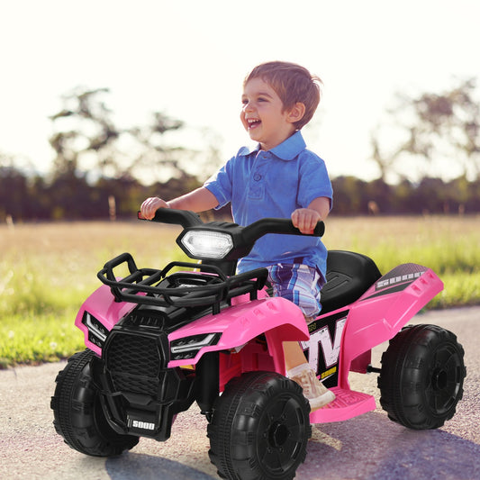 Pink 6V Kids Electric Quad ATV Ride-On Car | Fun music feature for home play.