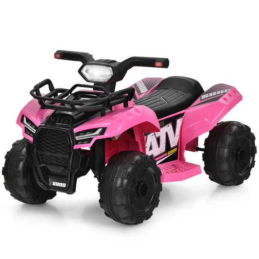 Pink 6V Kids Electric Quad ATV Ride-On Car with Music for fun home play.