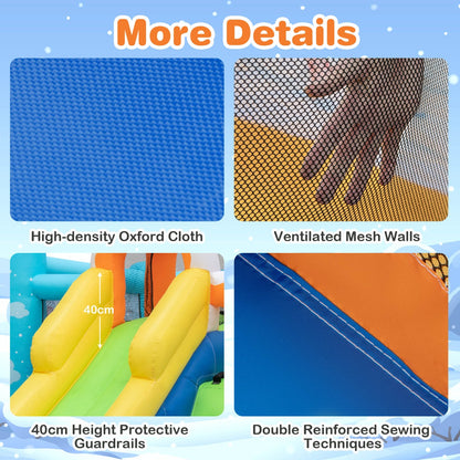 Multi-Coloured 7-in-1 Jumbo Inflatable Bounce Castle | Long Slide