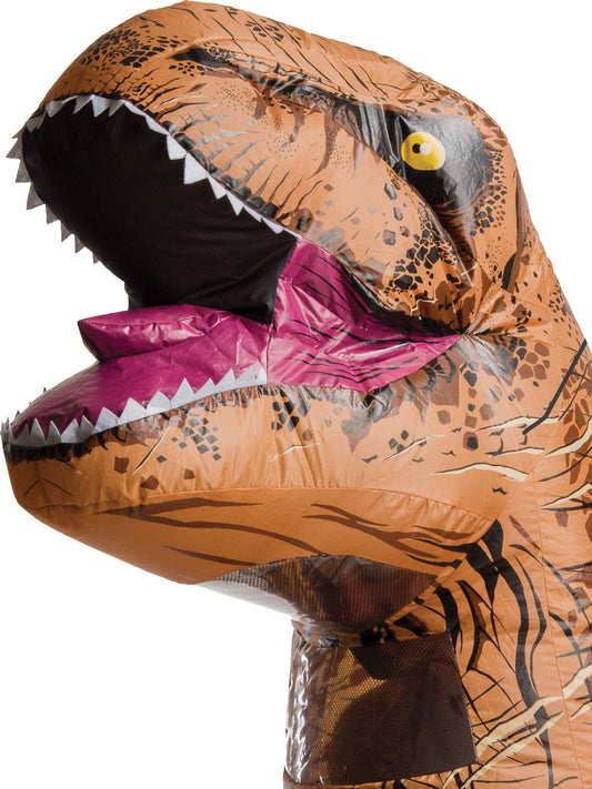 Inflatable Jurassic World Teen T Rex Costume with fan for fun dress-up play.