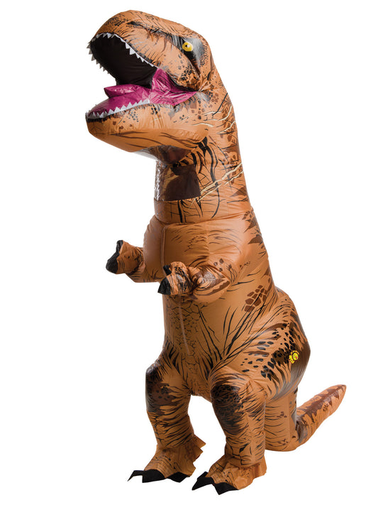 Inflatable Jurassic World Teen T Rex Costume with fan for fun home dress-up play.