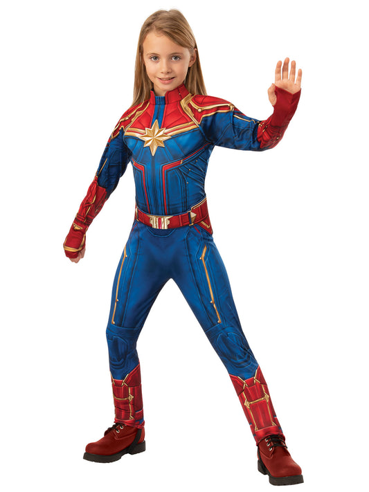 Captain Marvel Deluxe Costume for kids | Superhero jumpsuit with accessories for imaginative play.