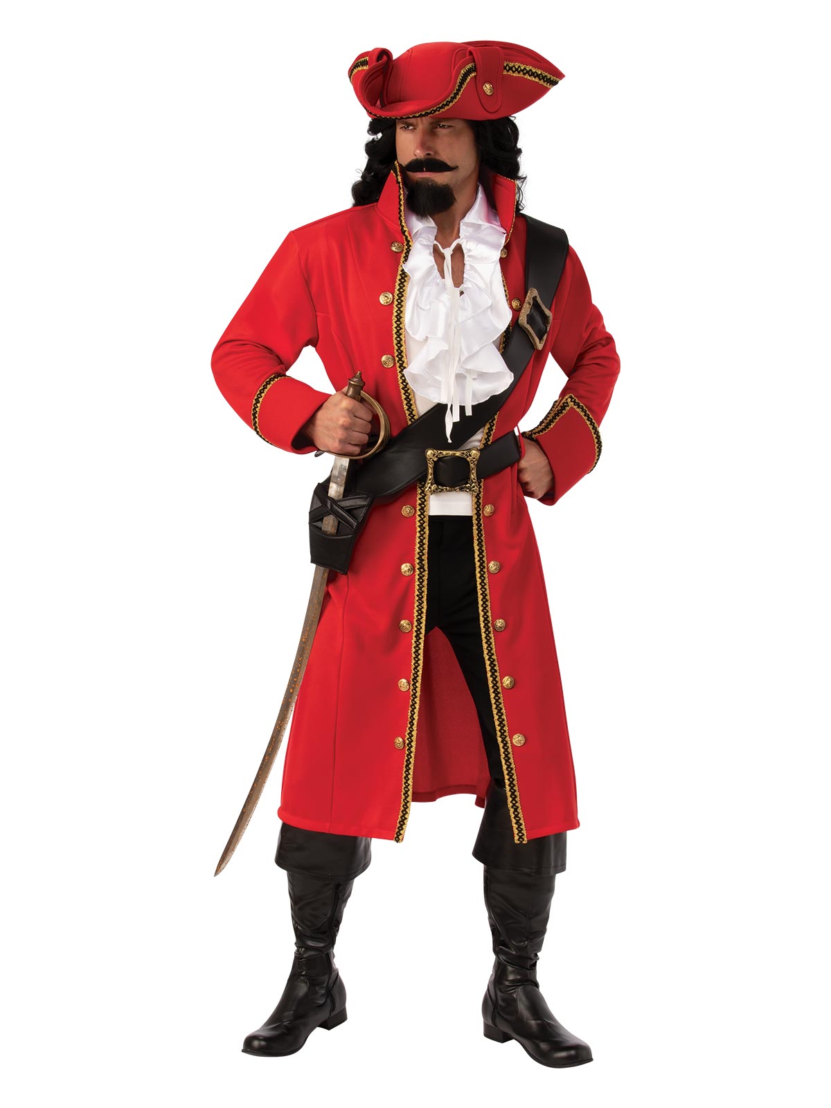 Child Pirate Captain Costume with Jacket, Shirt, and Hat for imaginative play at home.