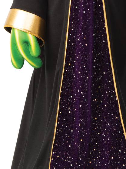 Kids Alien Costume Green Mask Gold Details Purple Glitter Robe
