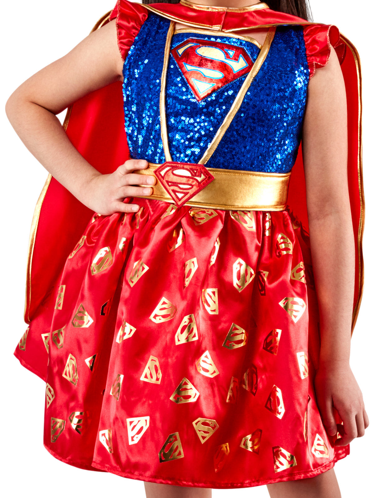 Supergirl Premium Tutu Costume | Red Blue Gold Sequined Dress