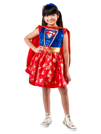 Supergirl Premium Tutu Costume | Red Blue Gold Sequined Dress
