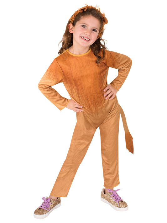 Kids lion costume with tail, ear headband - perfect for playtime and dress-up fun.