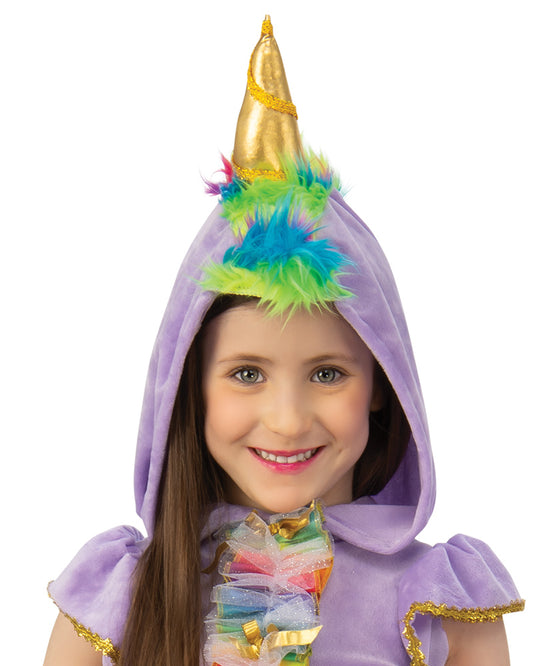 Colorful Rainbow Unicorn Costume for Kids, ideal for imaginative dress-up play at home.