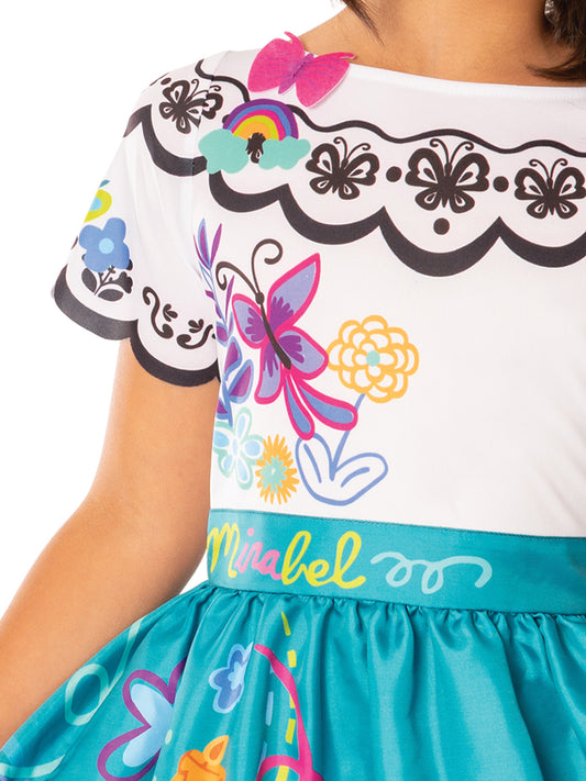 Mirabel Encanto Disney Costume Dress for Girls 4-6 - Licensed Floral Print, ideal for playtime.