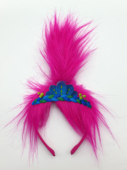 Kids Trolls Poppy headband with pink hair - perfect for dress-up play at home.