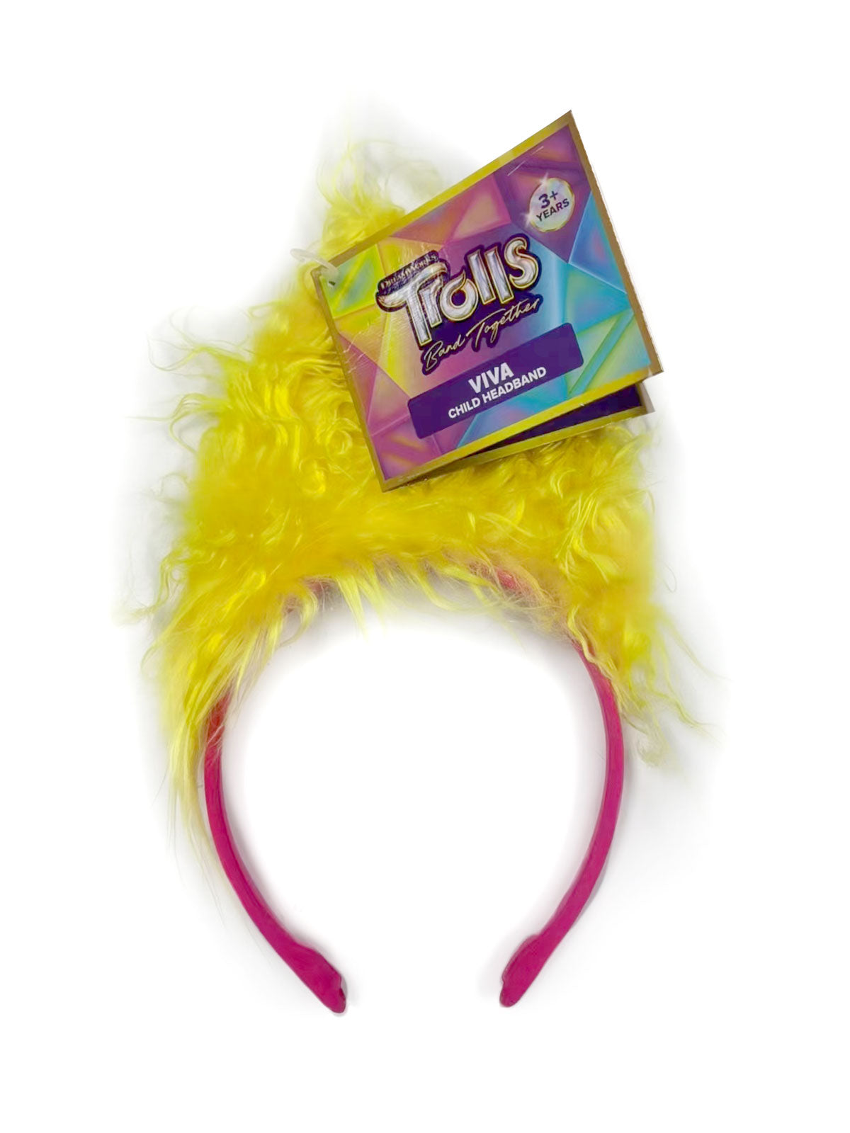 Trolls Viva yellow headband for kids with blonde hair, ideal for play at home.