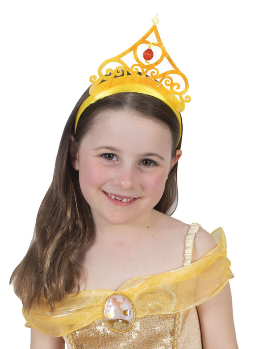 Disney Princess Belle tiara with rose pendant, perfect for childrens pretend play and dress-up.