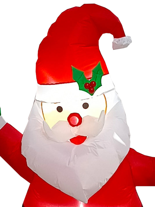 4Ft Santa Claus Inflatable with LED lights for indoor/outdoor Christmas decorations, kid-friendly.