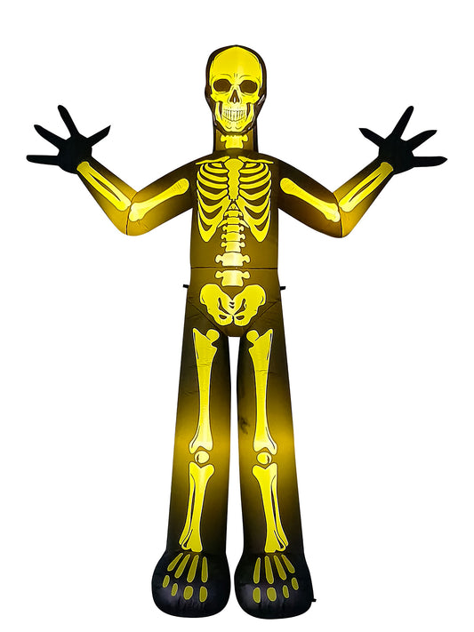 10ft skeleton inflatable | light-up design, ideal for indoor/outdoor Halloween decor, perfect for kids.