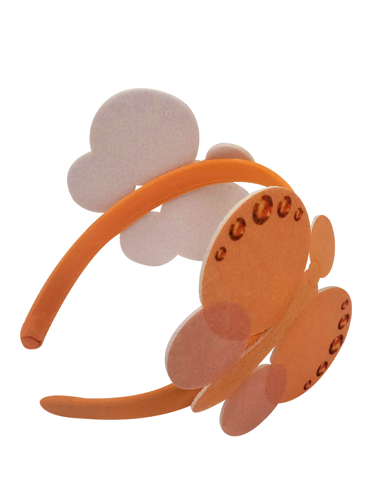 Orange Emma Memma butterfly headband features soft felt wings, perfect for imaginative play and dress-up fun.