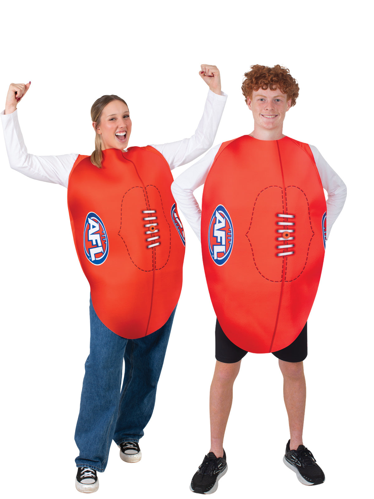 AFL footy costume for adults, real printed tabard, perfect for childrens dress-up play.