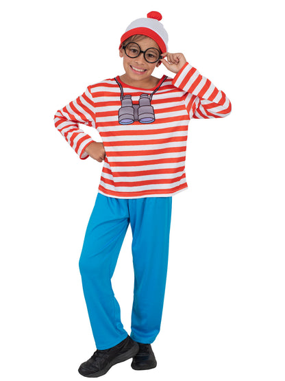 Where's Wally Kids Costume | Red White Striped Top Blue Pants