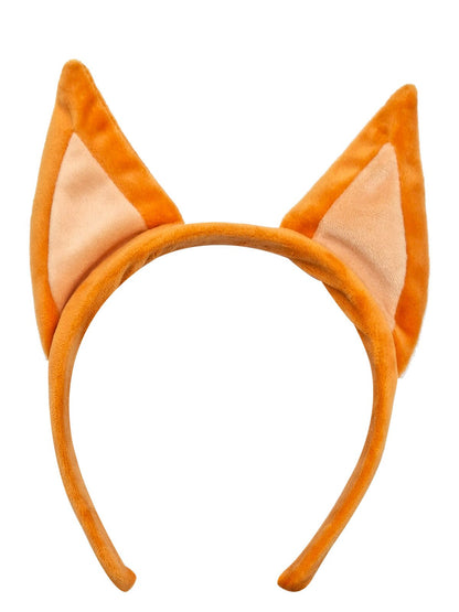 Plush blue Bingo ears headband with orange band, perfect for cosplay or themed parties.