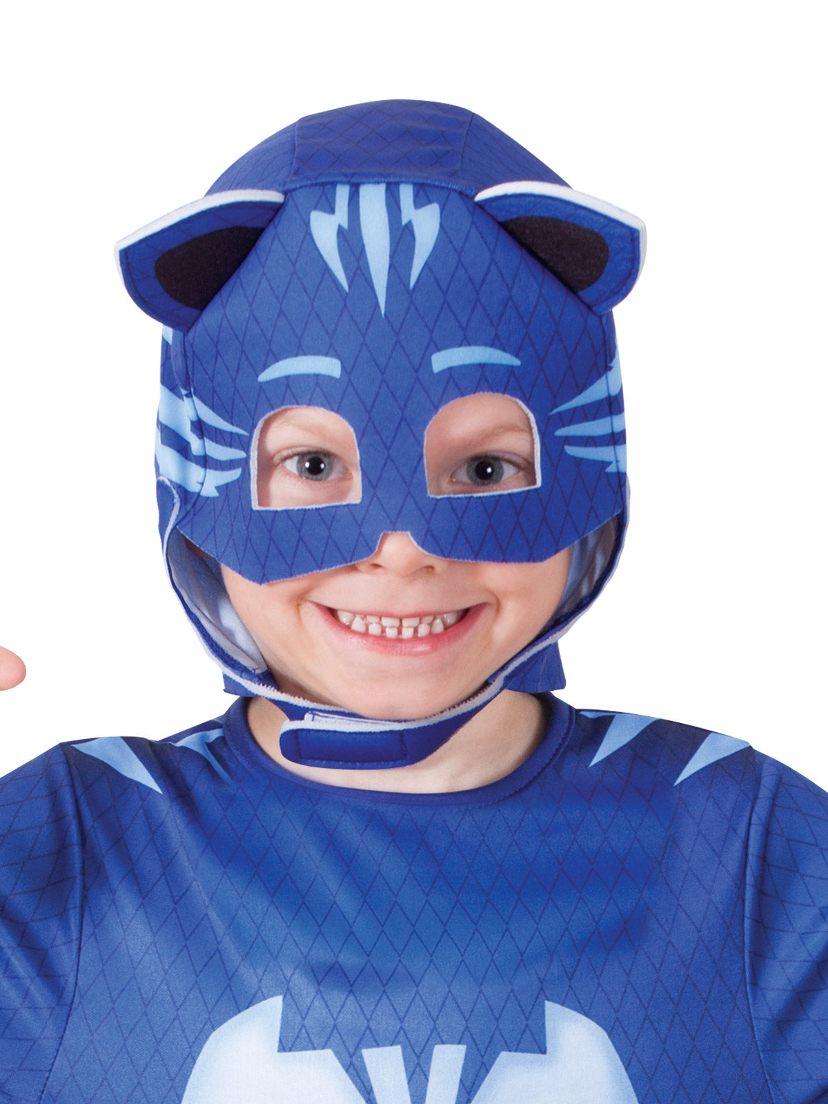 PJ Masks Catboy costume features a blue jumpsuit with attached tail and cat ears for superhero roleplay.