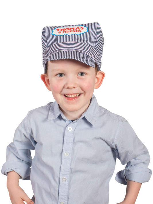 Colorful Thomas & Friends train conductor hat for kids, perfect for imaginative play at home.