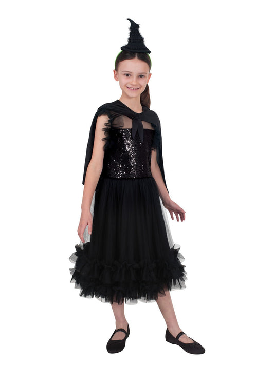 Wicked Elphaba Deluxe Costume for Kids with Black Dress and Cape