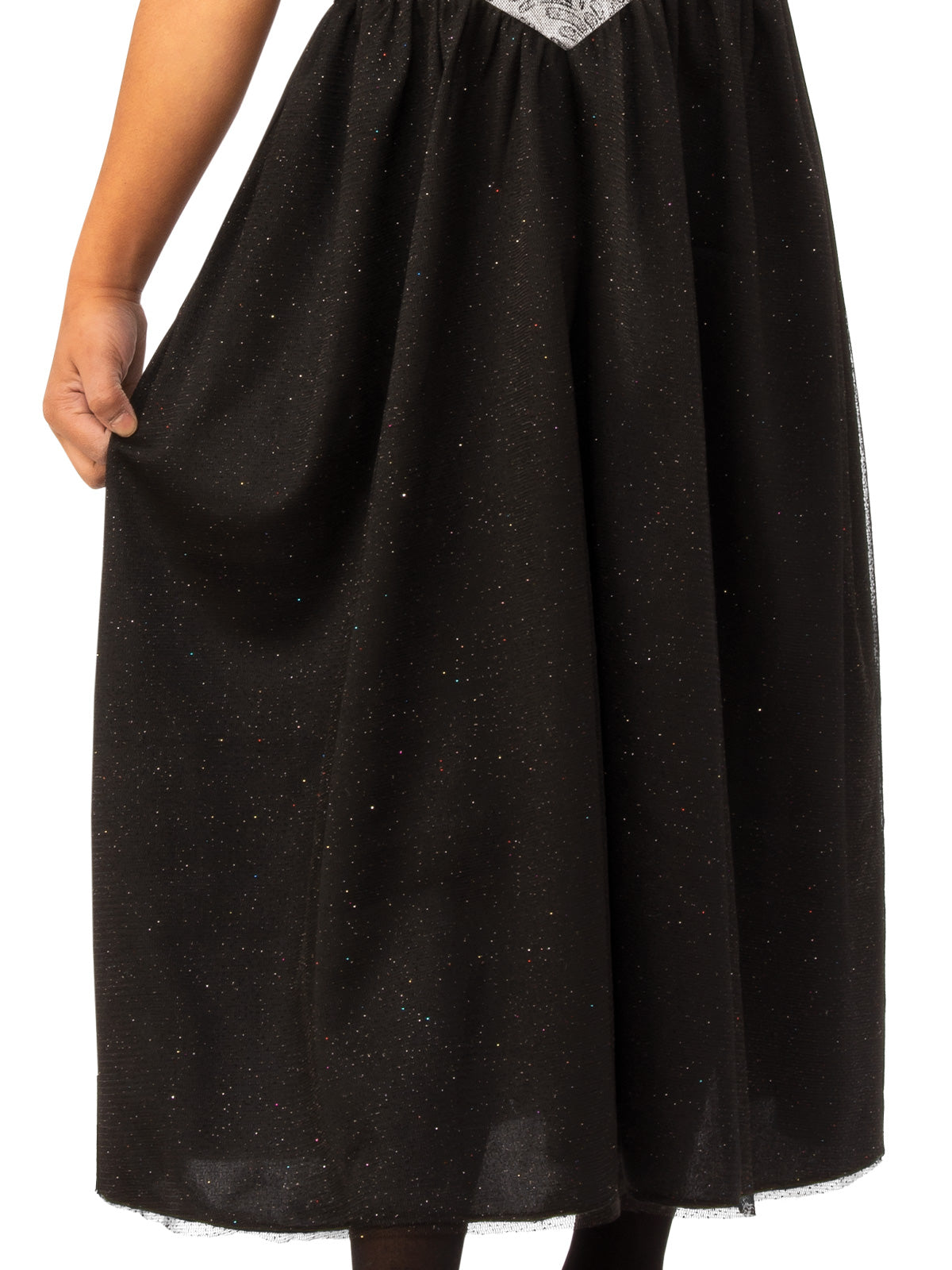 Black Witch Dress Costume with Silver Bodice & Glitter Skirt