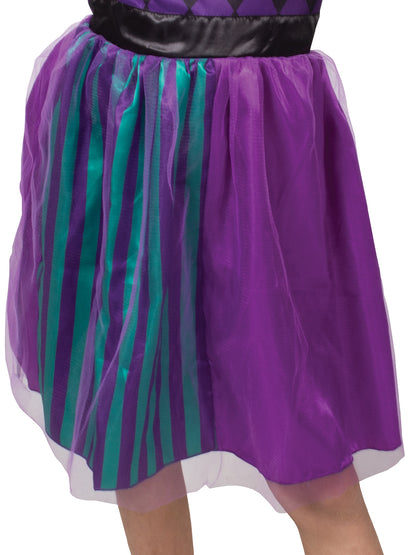 Colorful Harlequin Jester Costume for Kids, perfect for imaginative play at home.