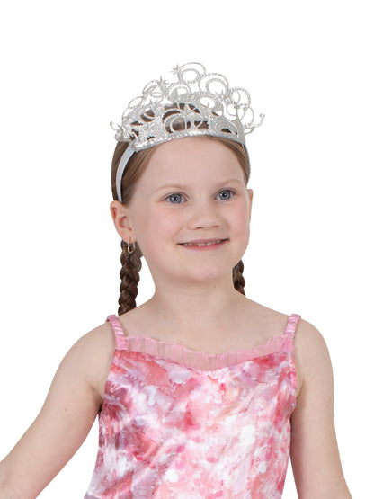 Ornate silver star tiara inspired by Glinda from Wicked, perfect for costume play and dress-up fun.